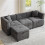 (Grey, Fabric) 80" L-Shaped Sectional Sofa with Storage Ottoman 2
