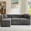 (Grey, Fabric) 80" L-Shaped Sectional Sofa with Storage Ottoman 9
