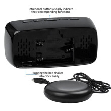 Réveil Vibrant Ultra Puissant avec Vibreur de Lit, Double Port USB Multifonctionnel pour Gros Dormeurs, Sourds ou Malentendants, Fonction Snooze