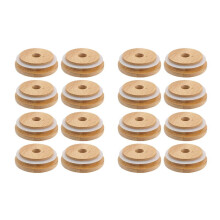 Lot de 2 couvercles réutilisables en bambou de 70 mm pour bocaux Mason à large ouverture, avec trou pour paille.