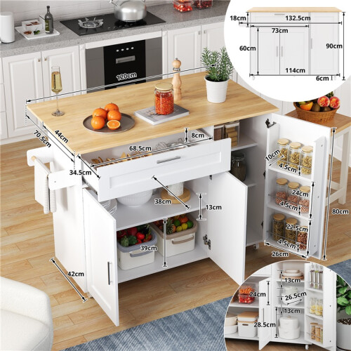 Foldable Oak Kitchen Table 132.5x44x90cm 1