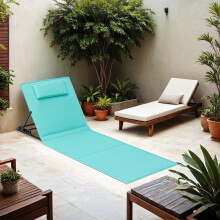 Set of 2 Folding Beach Sunloungers - Lightweight Fabric - Slate Grey - Reclining Backrest, Portable Design
