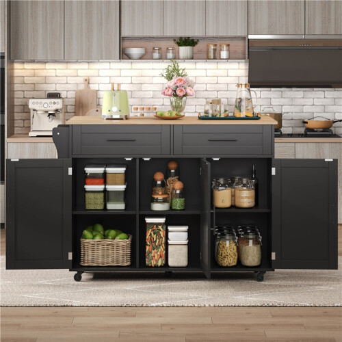 Mobile Kitchen Island – 129x46x91cm, Foldable 1