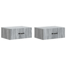 vidaXL Wall-Mounted Bedside Cabinet 2 pcs Grey Sonoma Engineered Wood