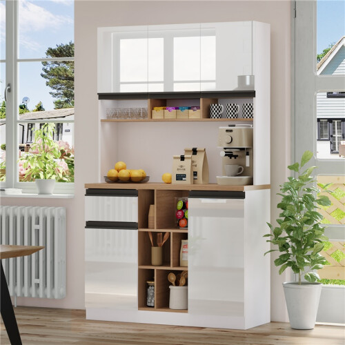 High-Gloss Kitchen Cabinet 105x45x185cm