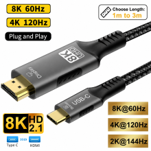(1m) USB C To HDMI 8K Cable 8K@60Hz 4K@120Hz Type C To Monitor TV Thunderbolt 4 3