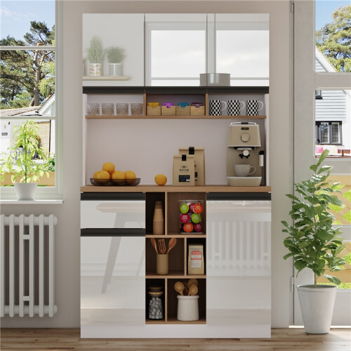 High-Gloss Kitchen Cabinet 105x45x185cm 2