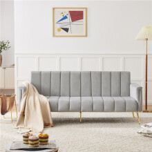 Modern Velvet Sofa Bed – Grey, Adjustable