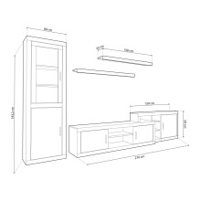 Salón modular con gran capacidad de almacenaje en cambria y blanco 270 cm Nuka V11