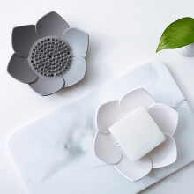 SUSUchens Porte-savon en silicone en forme de fleur de lotus pour salle de bain, plateau de rangement et égouttoir