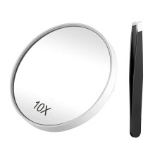Miroir de maquillage grossissant Hariumiu 20/10x avec ventouse et pince à épiler, petit miroir rond pour salle de bain et voyage, compatible avec