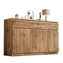 (Oak, Particle Board) Oak Farmhouse Buffet Cabinet with 3 Drawers, 3 Doors & Adjustable Shelves – Sideboard, Server & Bar Cabinet