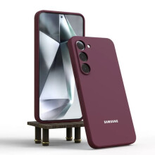 Cás Silicone Burgúine atá comhoiriúnach le Samsung Galaxy S24S23S22S21S10Plus FE Ultra A55A54A35A34A16, Clúdach Cúil Bog-Dhúnadh atá
