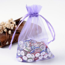 Lot de 100 sachets cadeaux en organza avec cordon de serrage, pochettes à bijoux, sachets cadeaux pour mariage, fête, Noël, taille moyenne, violet