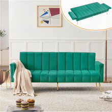 Modern Velvet Sofa Bed – Green, Adjustable