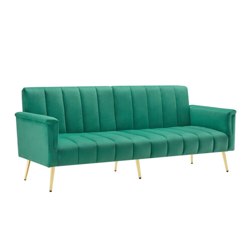 Modern Velvet Sofa Bed – Green, Adjustable 2