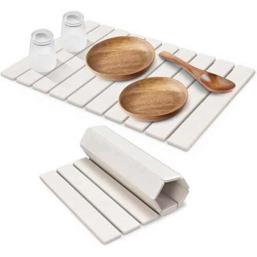 Foldable Diatomaceous Stone Bath Mat, Absorbent, Non-Slip, Quick Drying, Easy to Clean - Ideal for Bathroom and Kitchen 1