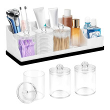 Organisateur de Comptoir de Salle de Bain, Porte-Brosses à Dents en Silicone pour Salle de Bain avec 3 Porte-Cotons-Tiges