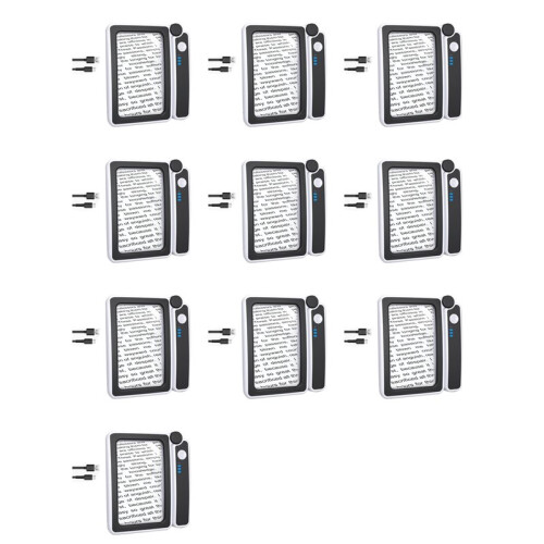 10pcs 4X Large Magnifying Glass with Light for Reading,Lighted Magnifier with 10 LED Foldable Handheld Magnifiers