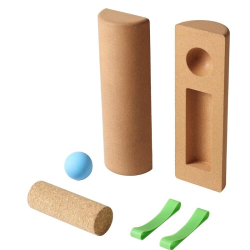 Conjunto de Prancha de Equilíbrio de Cortiça 4 em 1 para Pés e Tornozelos, Prancha de Equilíbrio com Blocos