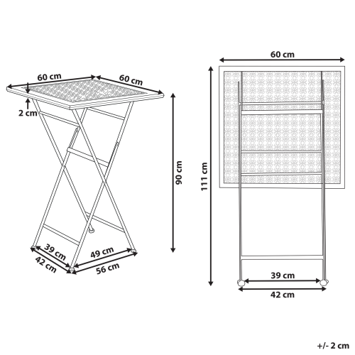 Beliani Garden Bar Table Folding BORMIO 60 cm 60 cm Metal Black 2
