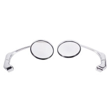 1 Pair 10mm Motorcycle Chrome Round Bar End Scooter Accessories Rearview Side Mirror Adjustable for Cafe Racer B