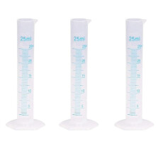 3X Outil de Tube Gradué en Plastique de Cylindre de Mesure pour Le Laboratoire (25 Ml)