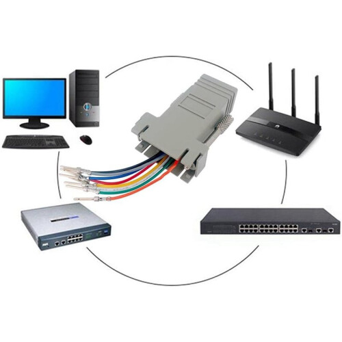 20Pcs DB9 to RJ45 Modular Adapter, DB9 to RJ45 Female Jack Ethernet Adapter 2