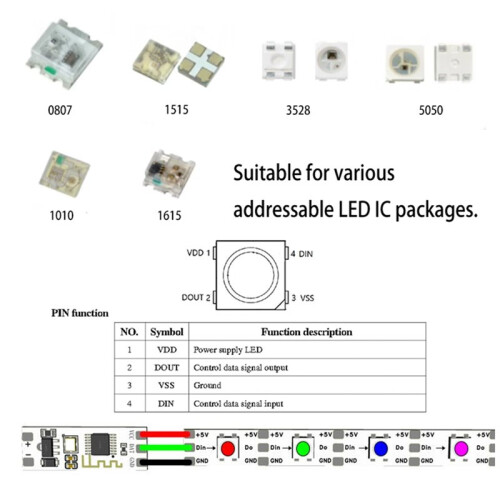 5 Pezzi Controller  Dream Color WS2812B, Controller per Luci A LED, Controller per Luci, WS2811 Indirizzabile 5V 2