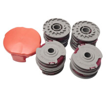 Rasentrimmer-Spulengarn, 4 Stück, Φ1,5 mm, 11 M, FLY021 513937190, Selbstzuführende Nylonspulen + FLY060 Schutzhülle für Flymo