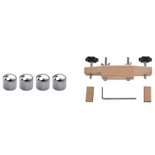 4X Guitar Dome Control Knobs with 1 Set Solid Maple Stainless Steel Guitar Bridge Install Clamp Luthier Tools