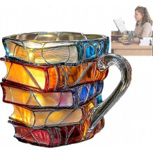 Mug à café en forme de livres empilés, peint en 3D : un cadeau unique pour les amoureux des livres, les lecteurs et les amateurs de caf