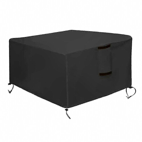 Waterproof Square Fire Pit Cover, Windproof Ripstop Outdoor Fireplace Table Protector for Patio Use
