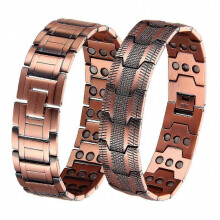 Lot de 3 bracelets magnétiques ajustables en cuivre pour homme, cuivre pur à 99,99 %, aimants ultra-puissants, bien-être et style