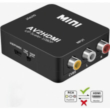 RCA-zu-HDMI-Adapter, Mini-AV-Konverter, 1080p, kompatibel mit PS2 und Wii, kompaktes Design in Schwarz