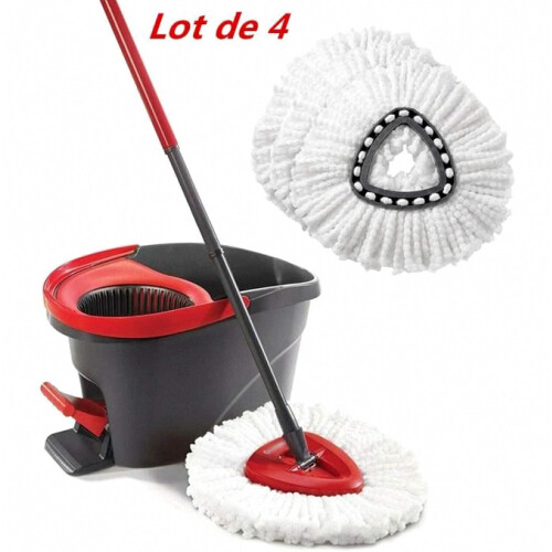 4 Pack Microfiber Mop Replacement Heads for Spin Mop, White