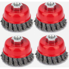 4er-Set Kegelbürsten für Winkelschleifer, Drahttopfbürste, gedrehte Schleifbürste, Schleifbürsten, 75 mm, M14 x 2