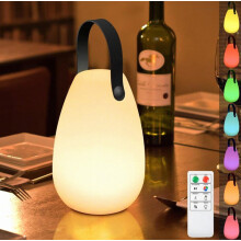Dimmable Outdoor Table Lamp, Portable Wireless Table Lamp with 8 Colors and Remote Control