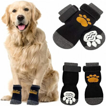 paires de chaussettes antidérapantes pour chien, bottes pour chien, grande taille, noires, protections de pattes douces et respirantes