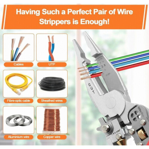Automatic Wire Stripping Pliers, 9-in-1 Multifunction Electrician Tool with Cutting Function, Durable Hand Tool for Elec 1