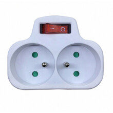 Wandsteckdose mit Schalter, 2-in-1-Steckdosenadapter, 16 A, 230 V, Weiß, platzsparendes Design für Zuhause und Büro