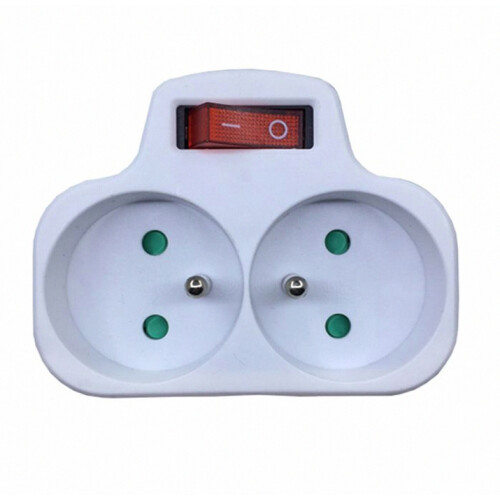 Wall Socket with Switch, 2-in-1 Electrical Outlet Adapter, 16A 230V, White, Space-Saving Design for Home and Office