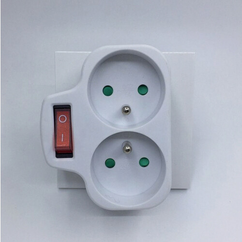 Wall Socket with Switch, 2-in-1 Electrical Outlet Adapter, 16A 230V, White, Space-Saving Design for Home and Office 2