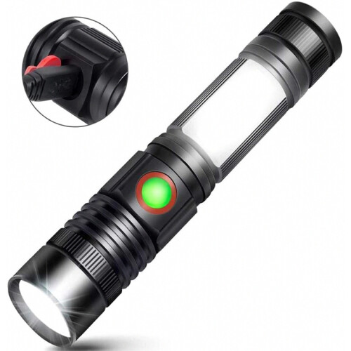 3 in 1 LED Flashlight, USB Rechargeable Magnetic Zoom Work Light, Waterproof COB Torch with 4 Modes, 2 Pack 1