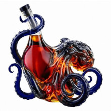 Oktopus-Glas-Spirituosenflasche, durchsichtiger Rum-Dekanter, dekorative Bar-Accessoires für die Hausbar, 750 ml, transparente Flasche