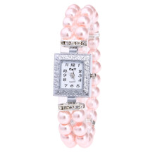 Modieuze dameshorloges met een casual parelkoordbandje, quartz polshorloge, vierkant model, PK-horloges voor dames