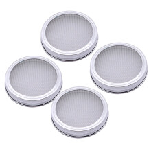 4 db rozsdamentes acél csíráztató szűrő fedél kerek szájú befőttesüveghez (70 mm)