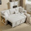 (Beige, Fabric) 3-Seater L-Shaped Sofa Bed with Storage 15