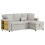 (Beige, Fabric) 3-Seater L-Shaped Sofa Bed with Storage 10