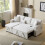 (Beige, Fabric) 3-Seater L-Shaped Sofa Bed with Storage 2